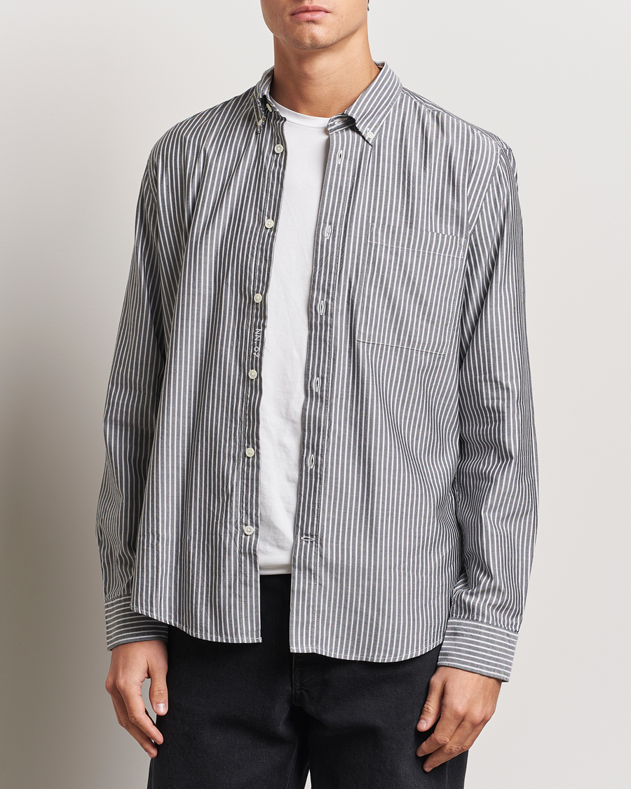 Herren |  | NN07 | Arne Tencel Striped Shirt Black/White