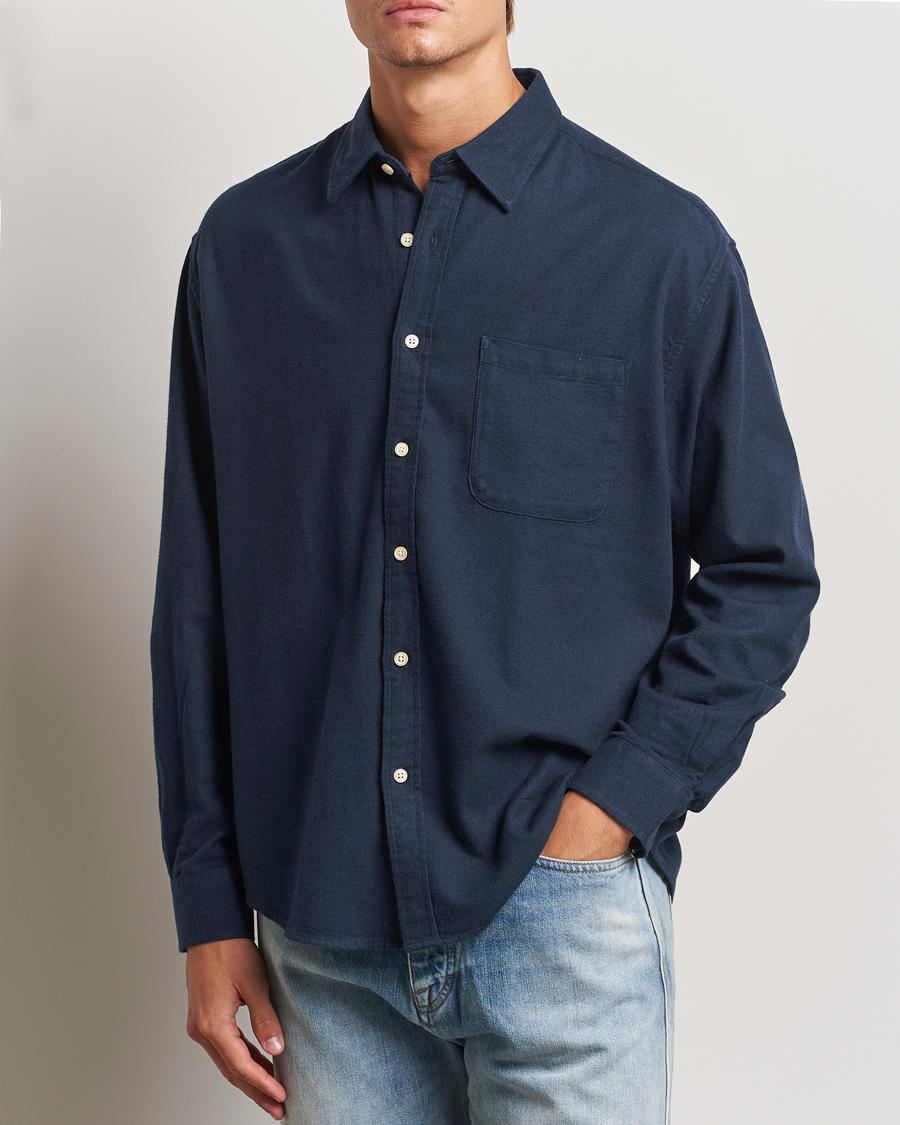 Herren | Business & Beyond - Casual | NN07 | Deon Flannel Shirt Navy Blue