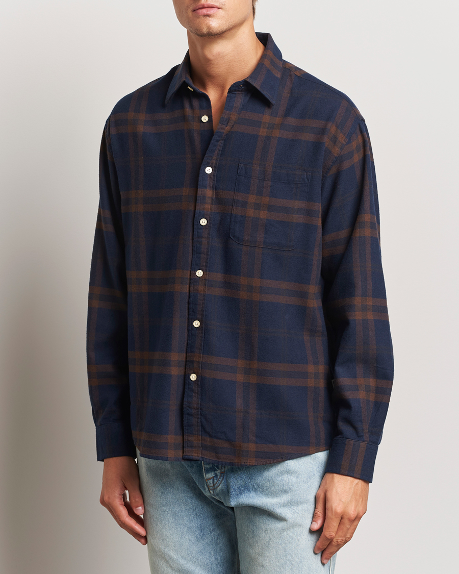 Herren |  | NN07 | Deon Flannel Shirt Blue/Brown