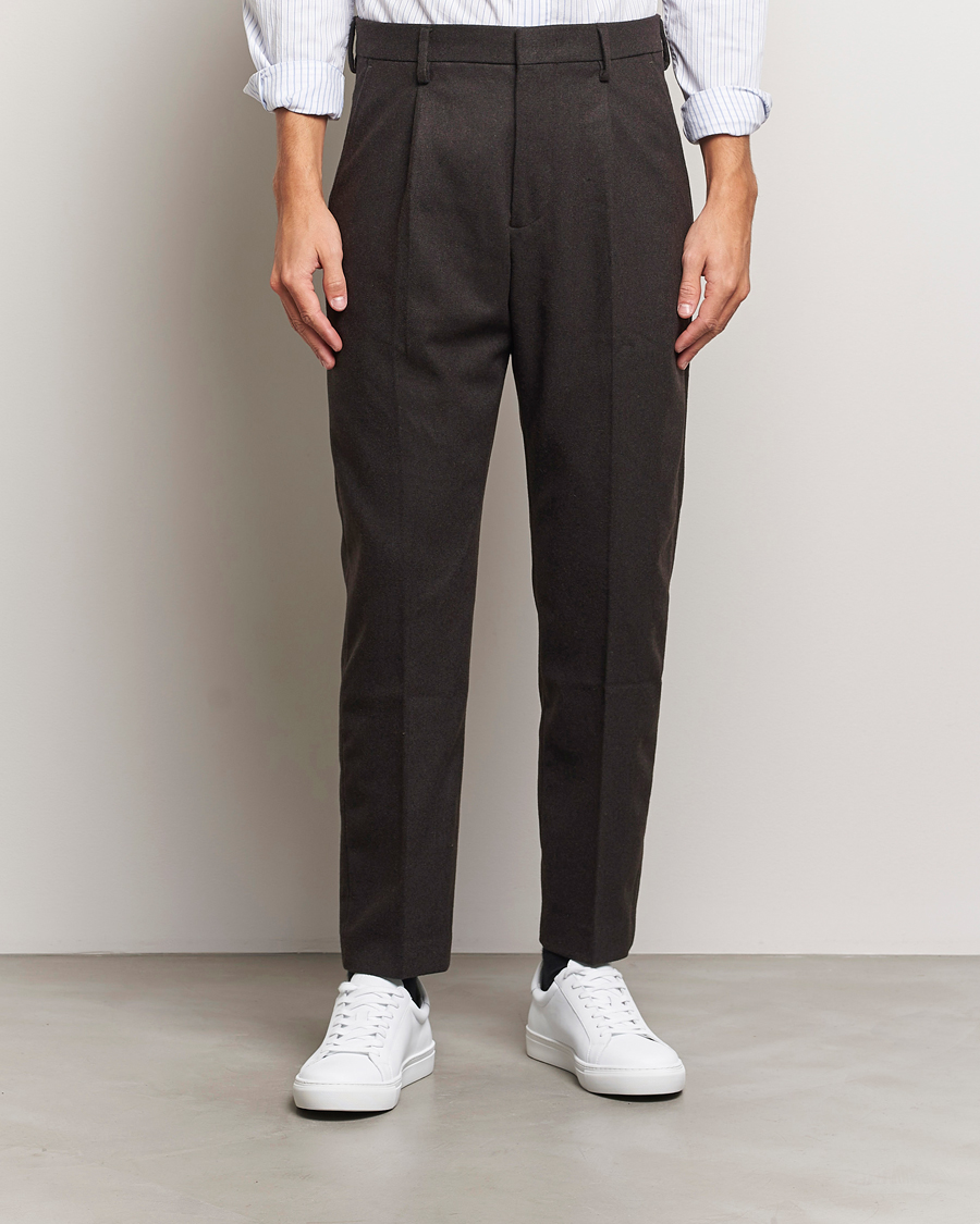 Herren | Hosen | NN07 | Bill Wool Pleated Trousers Dark Brown