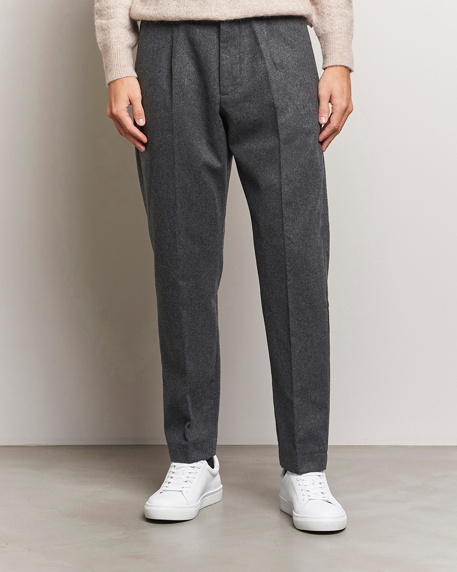 Herren | Hosen | NN07 | Bill Wool Pleated Trousers Grey Melange