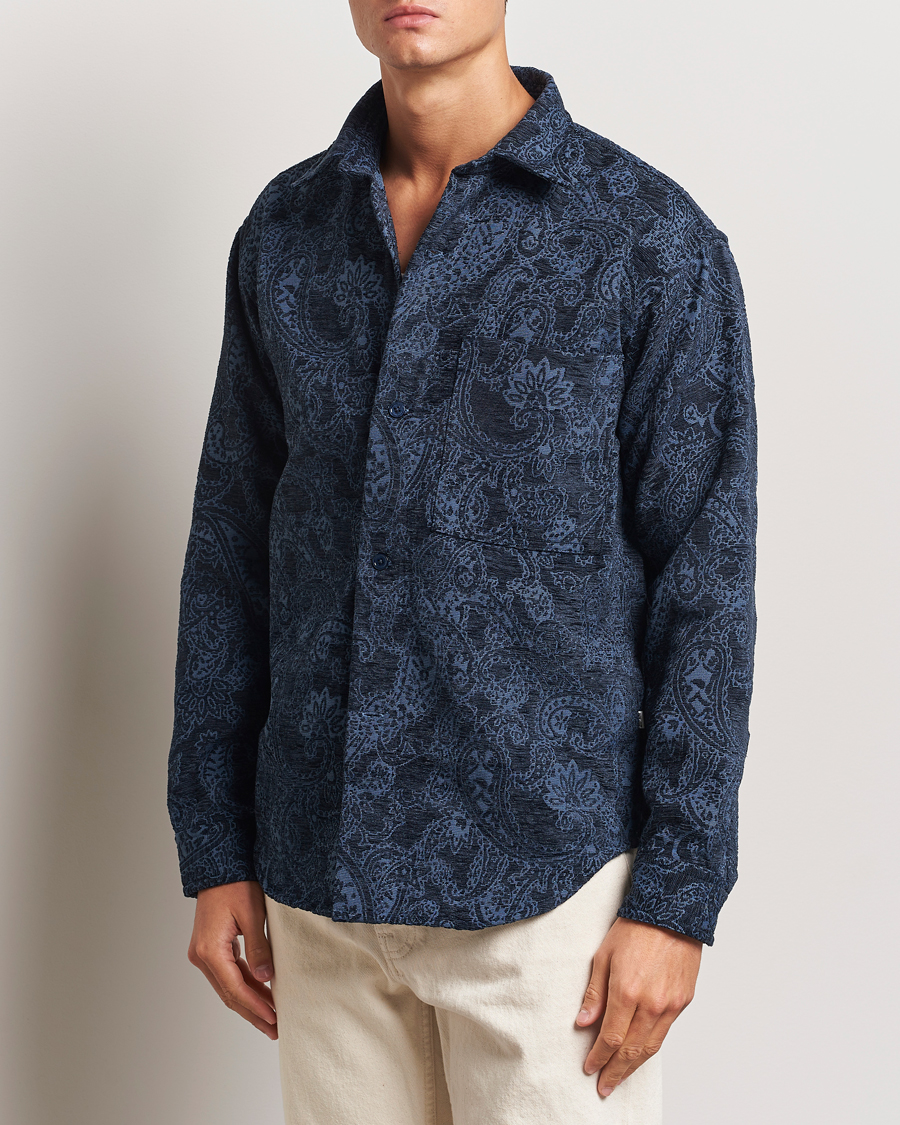 Herren |  | NN07 | Adwin Flower Overshirt Navy Blue