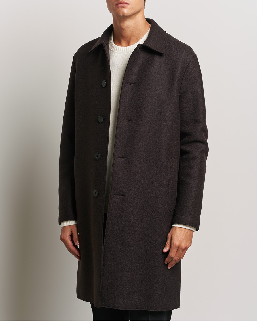 Herren | Business & Beyond - Casual | Harris Wharf London | Pressed Wool Mac Coat Dark Brown