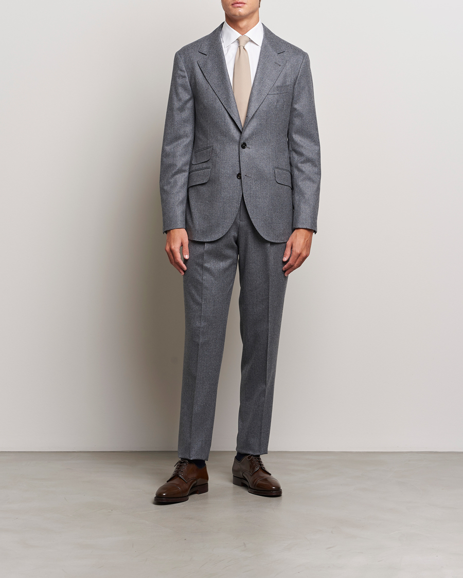 Herren |  | Brunello Cucinelli | Single Breasted Flannel Suit Grey Melange