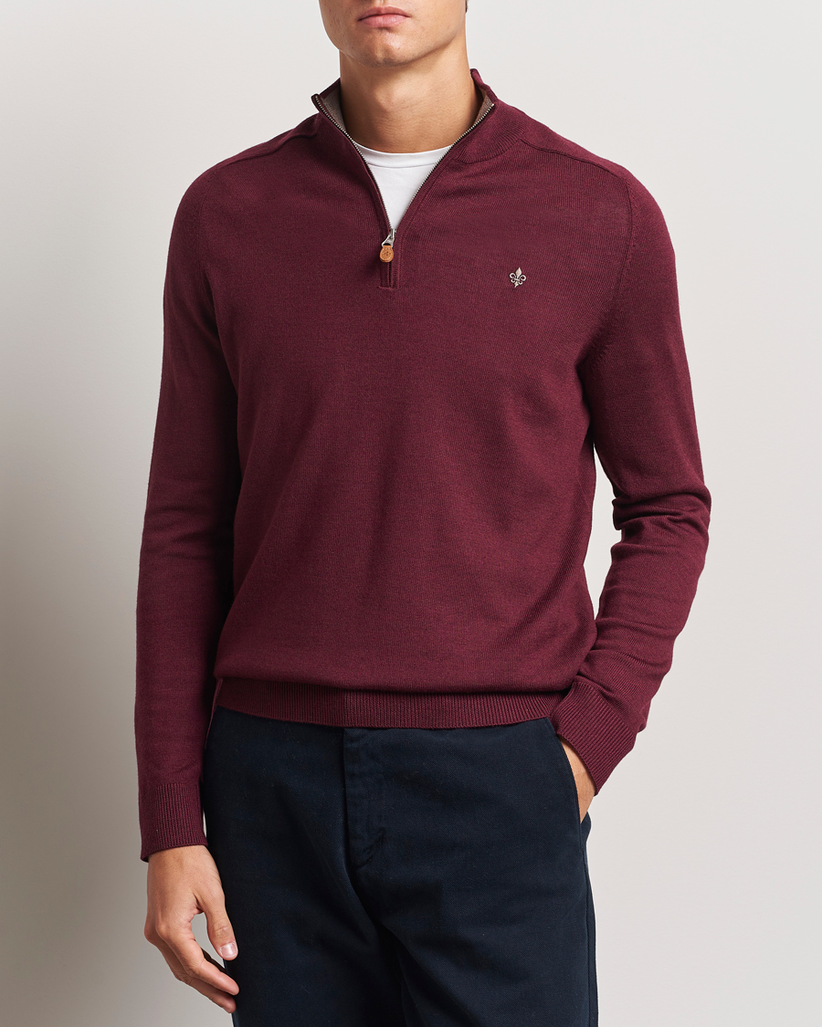 Herren |  | Morris | John Merino Half Zip Wine Red