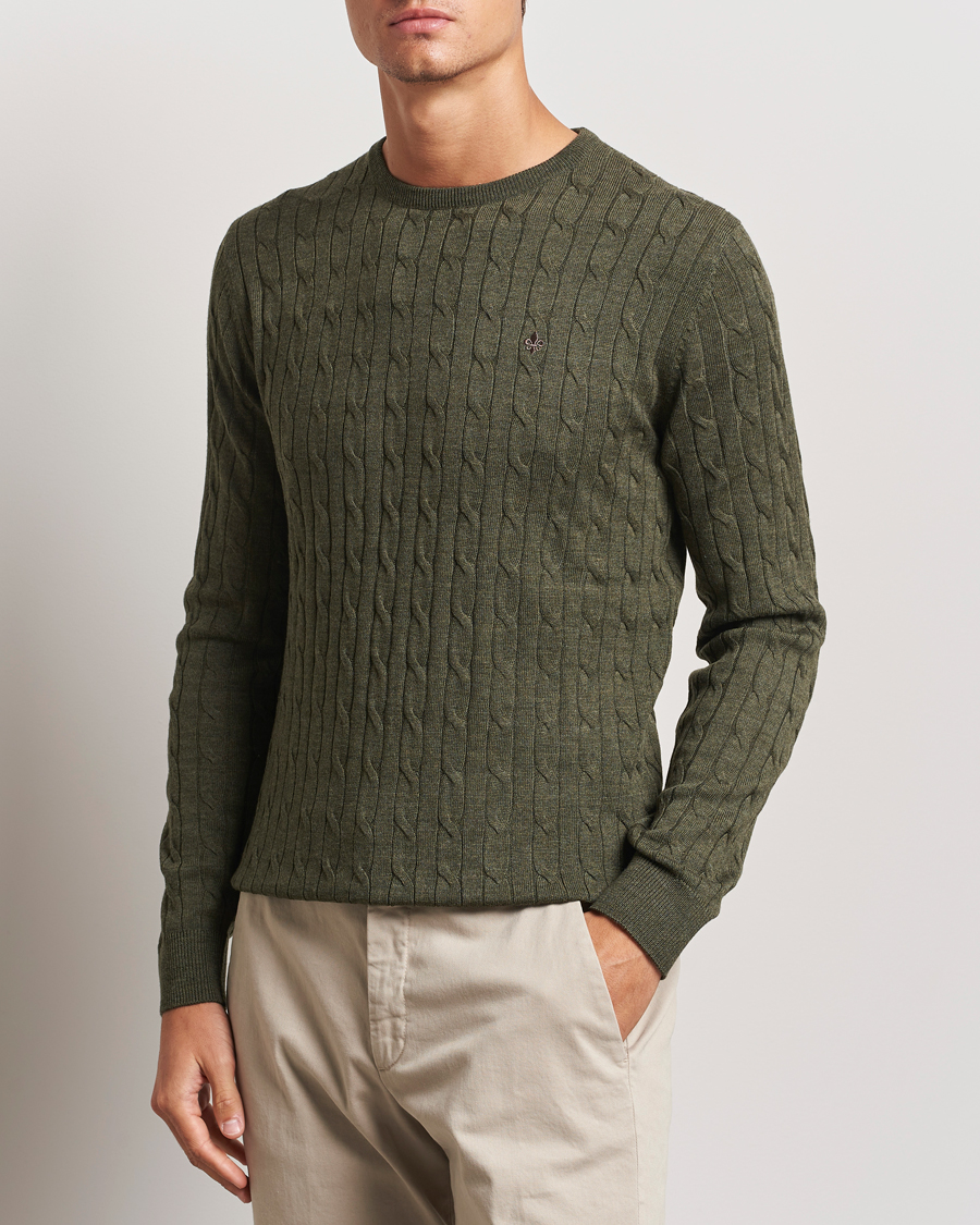 Herren |  | Morris | Merino Cable O-Neck Olive