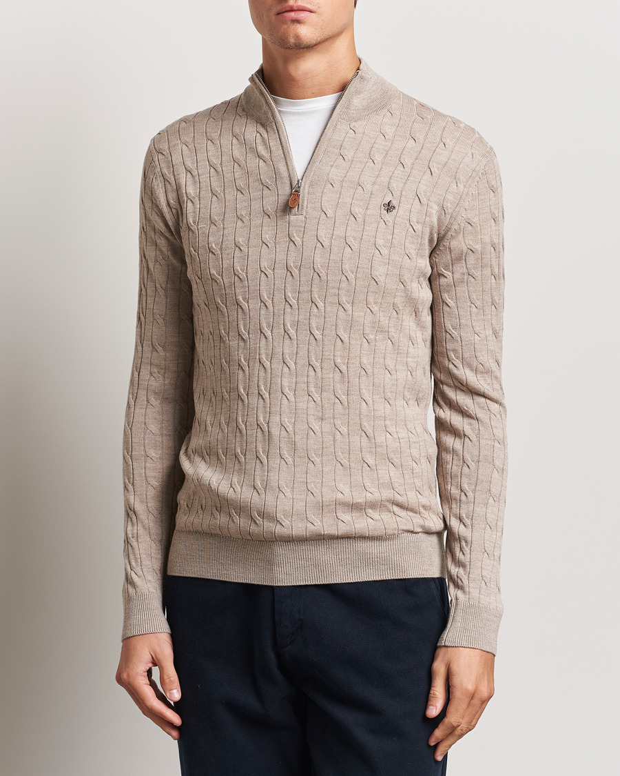 Herren |  | Morris | Merino Cable Half Zip Khaki