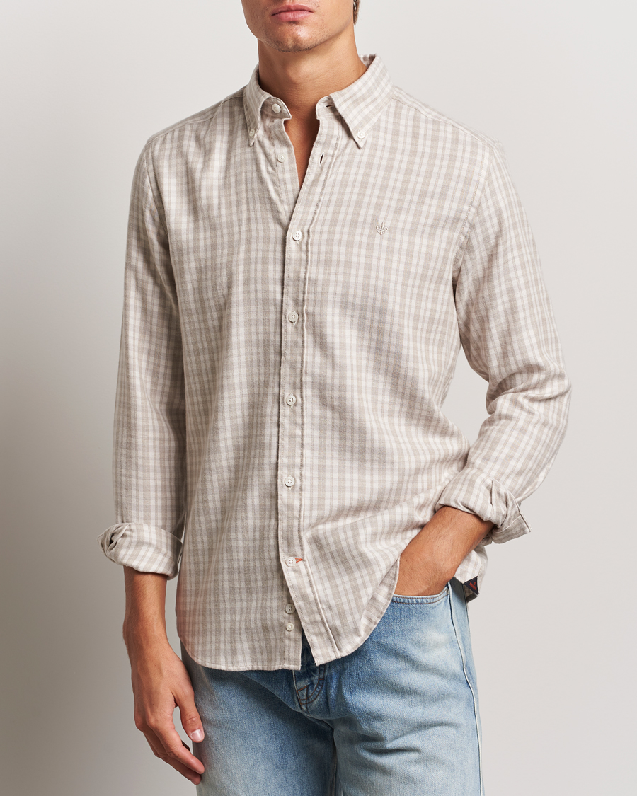 Herren | Business & Beyond - Casual | Morris | Soft Check Flannel Shirt Khaki