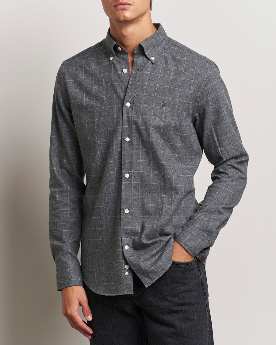 Herren | Kategorie | Morris | Flannel Overcheck Shirt Grey