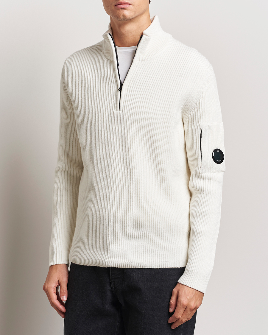 Herren |  | C.P. Company | Full Rib Knitted Cotton Half Zip Off White