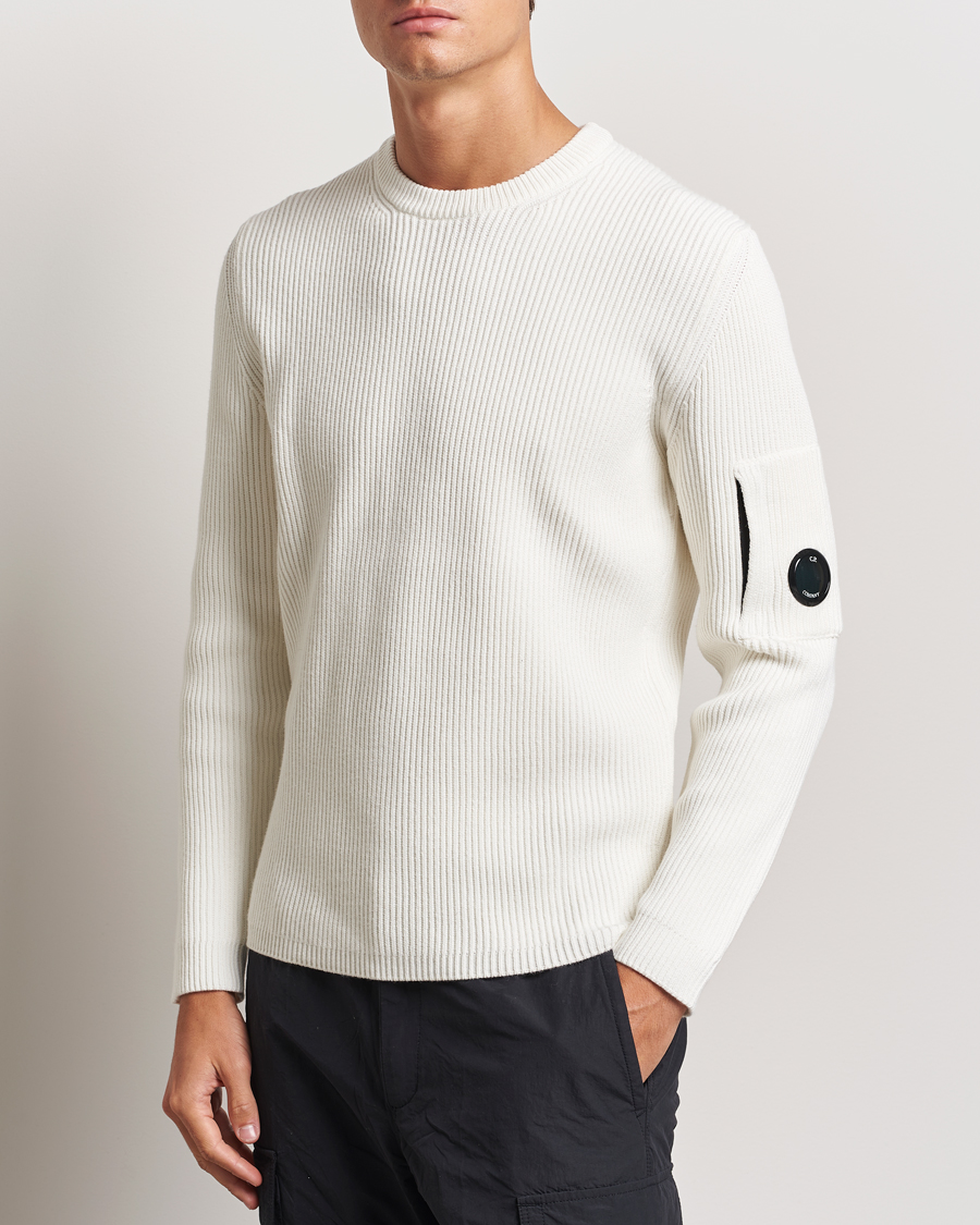 Herren |  | C.P. Company | Full Rib Knitted Cotton Crew Neck Off White