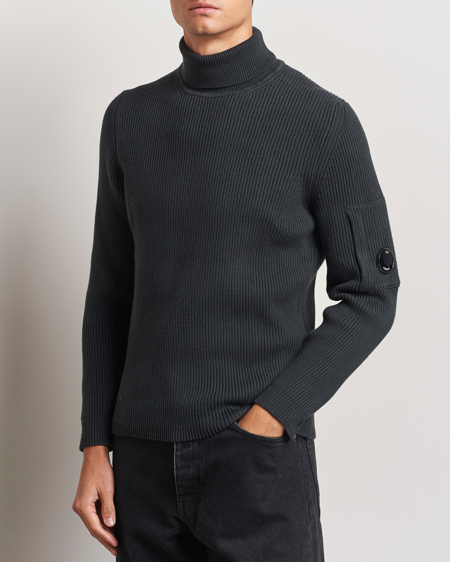 Herren |  | C.P. Company | Full Rib Knitted Cotton Rollneck Grey Black