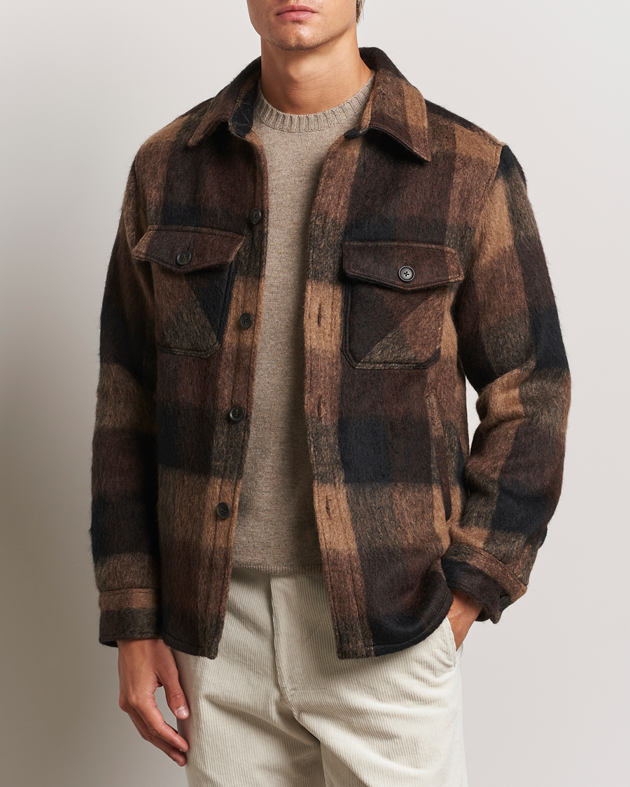 Herren |  | Oscar Jacobson | Maverick Checked Shirt Jacket Brown