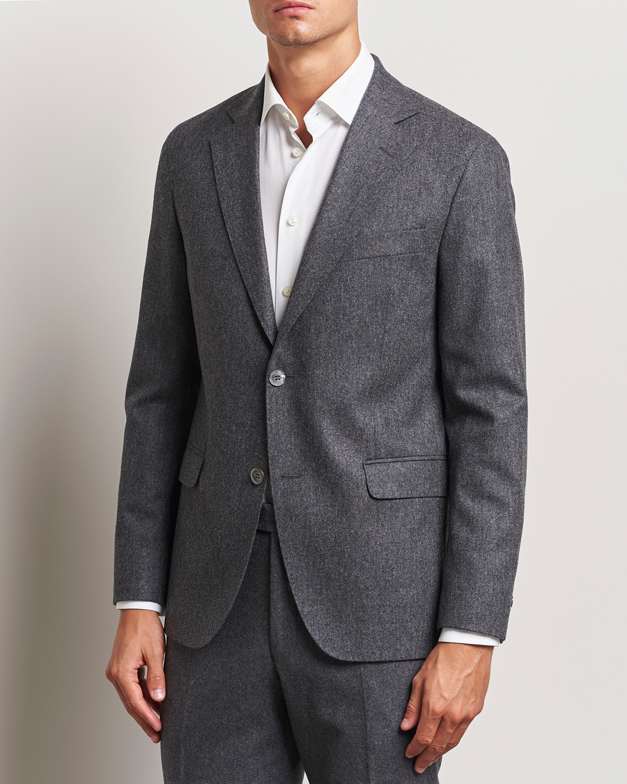 Herren | Business Casual | Oscar Jacobson | Fogerty Flannel Blazer Dark Grey