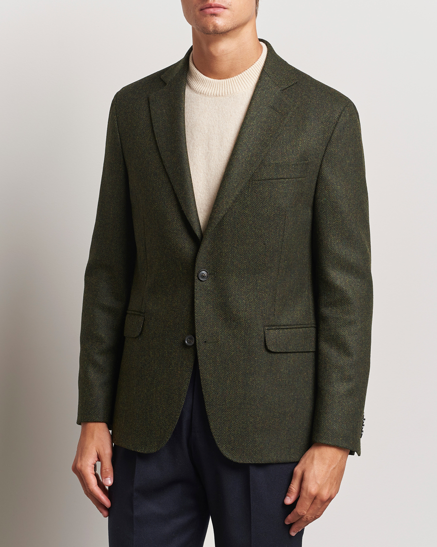 Herren |  | Oscar Jacobson | Fogerty Moon Herringbone Tweed Blazer Green