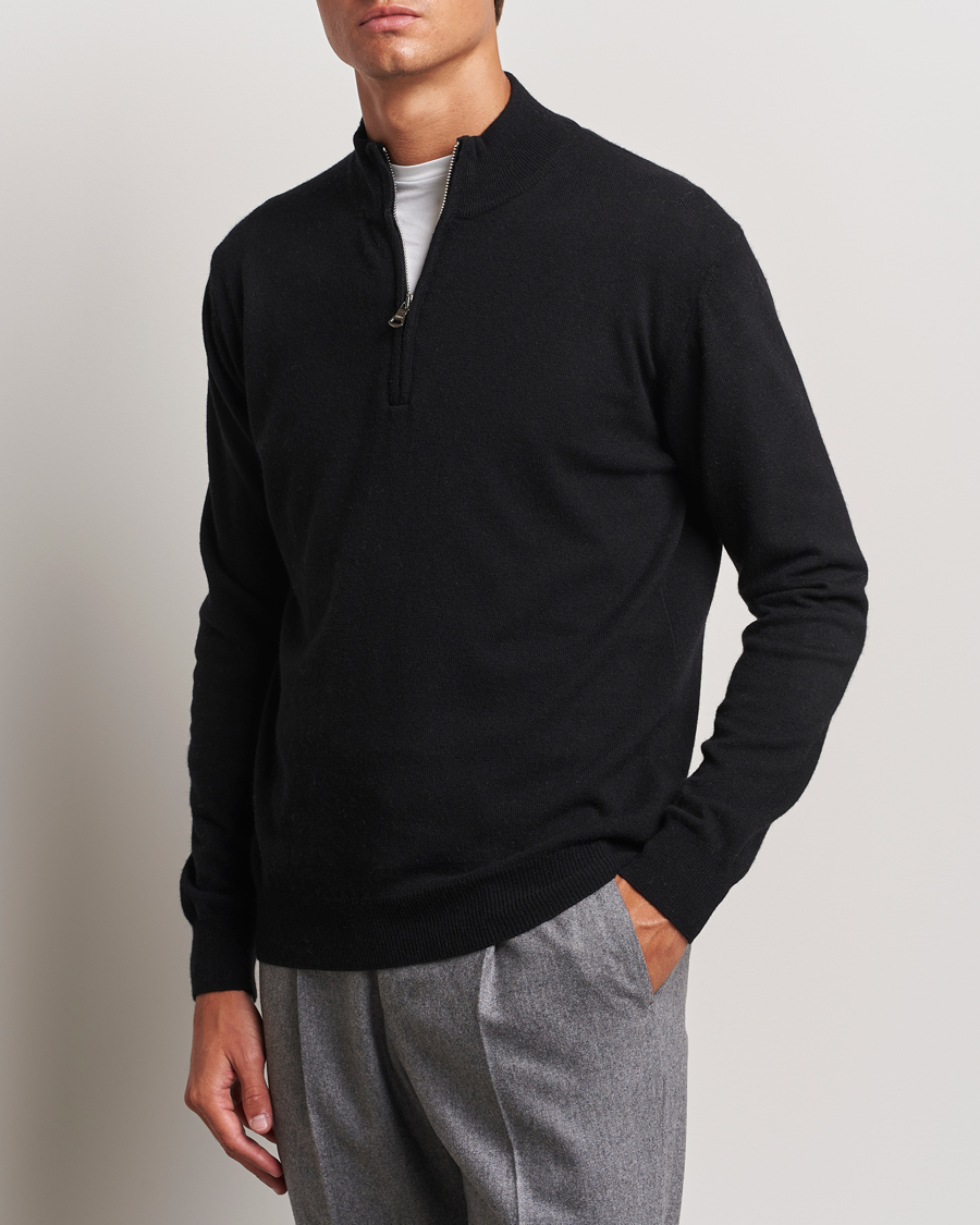 Herren |  | Oscar Jacobson | Patton Wool/Cashmere Half Zip Black