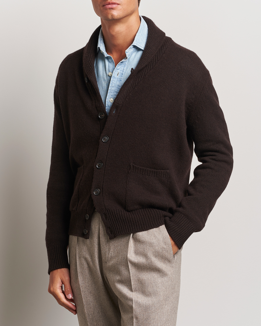 Herren | Strickjacke | Oscar Jacobson | Aspen Heavy Knitted Cardigan Brown