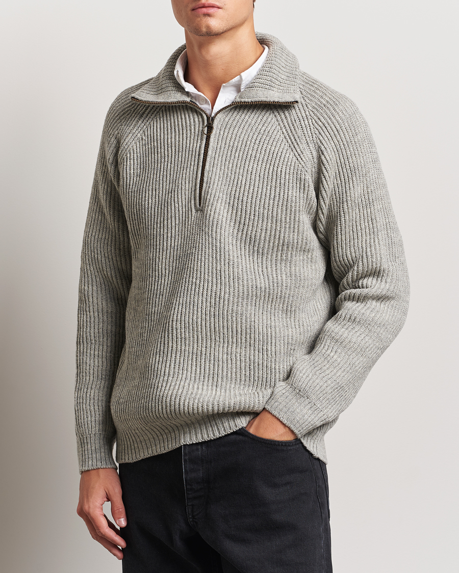 Herren |  | Peregrine | Ford Knitted Wool Half Zip Light Grey