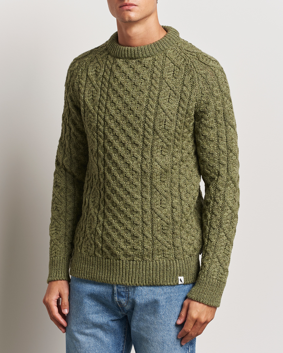 Herren |  | Peregrine | Hudson Wool Aran Knitted Jumper Apple