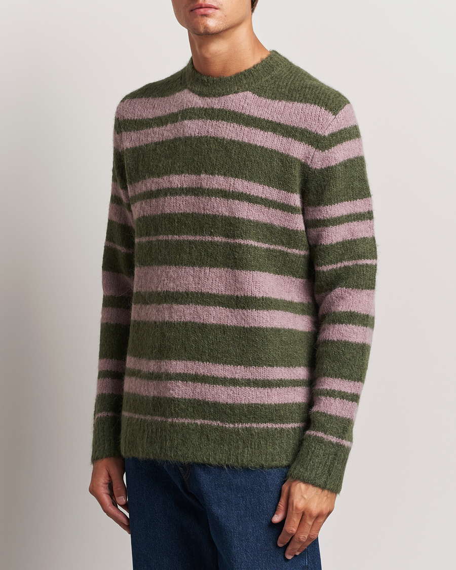 Herren |  | Samsøe Samsøe | Arin Mohair Striped Sweater Green/Pink