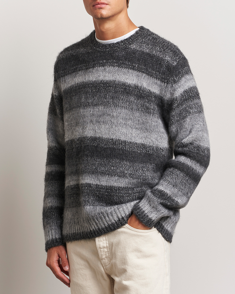 Herren |  | Samsøe Samsøe | Saarin Mohair Striped Sweater Grey