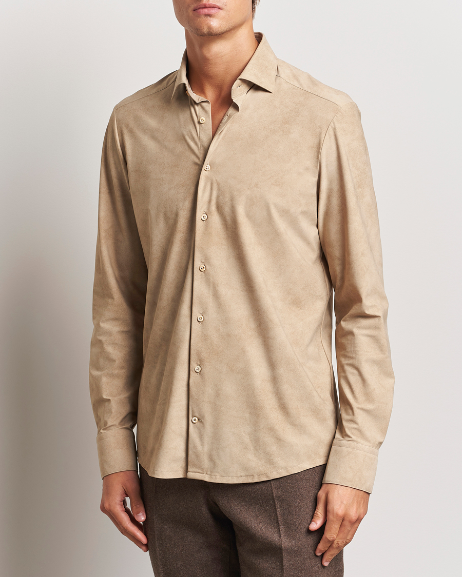 Herren |  | Stenströms | Slimline 4-Way Stretch Shirt Beige