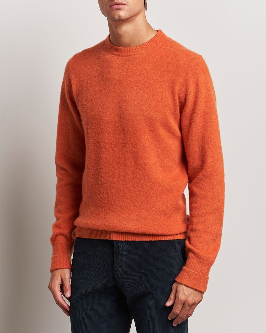 Herren | Business & Beyond - Formal | Stenströms | Brushed Merino Crew Neck Orange