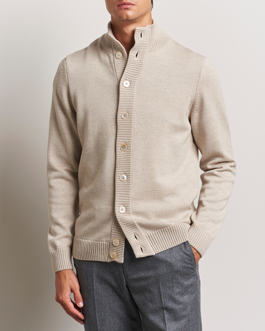 Herren |  | Stenströms | Chunky Knitted Merino Cardigan Beige