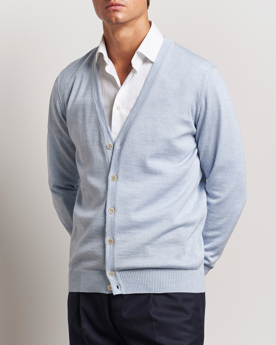 Herren |  | Stenströms | Merino Cardigan Light Blue