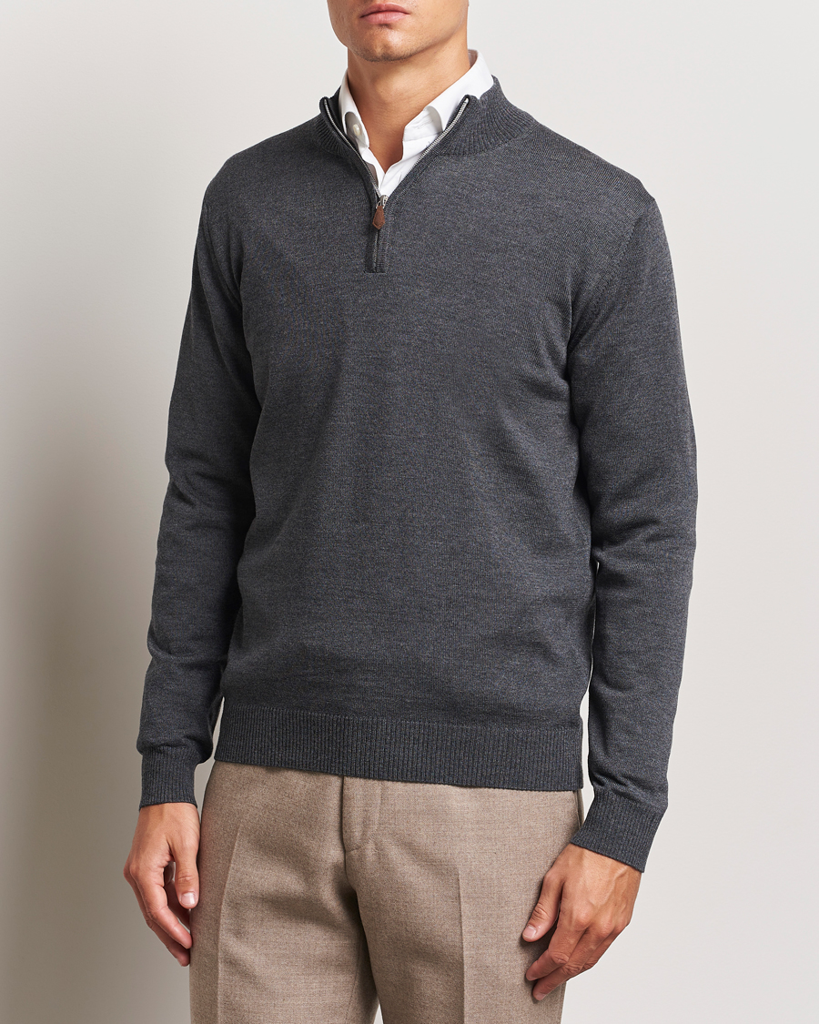 Herren |  | Stenströms | Merino Half Zip Dark Grey