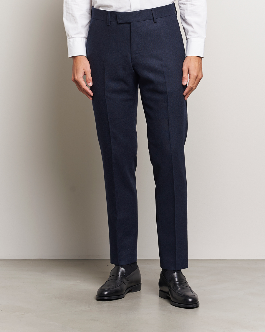 Herren | Business Casual | Tiger of Sweden | Tenuta Brushed Wool Trousers Sea Blue