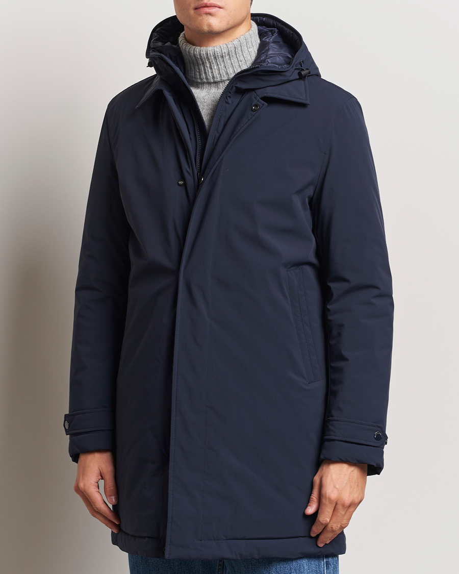 Herren |  | Woolrich | Stretch 2 in 1 Padded Waterproof Carcoat Melton Blue