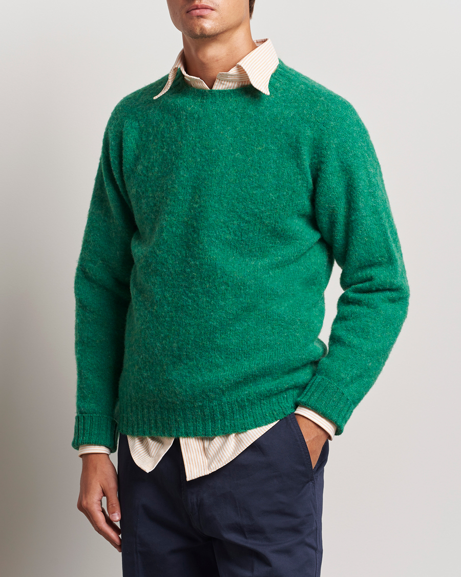 Herren |  | Drake\'s | Brushed Shetland Crew Pixie Green