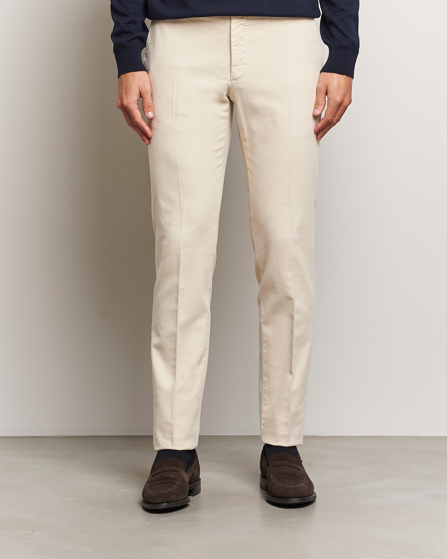 Herren |  | Incotex | Slim Fit Luxury Moleskine Trousers Off White