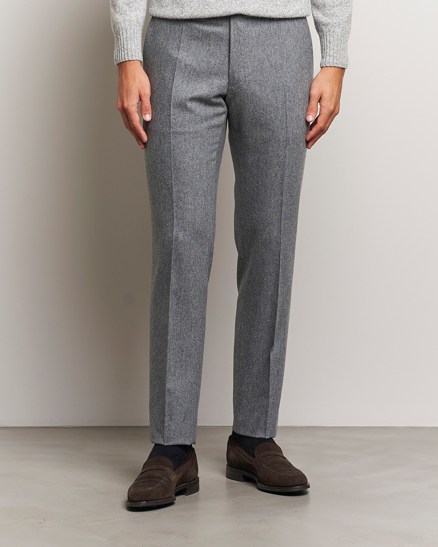 Herren |  | Incotex | Slim Fit Carded Flannel Trousers Grey Melange