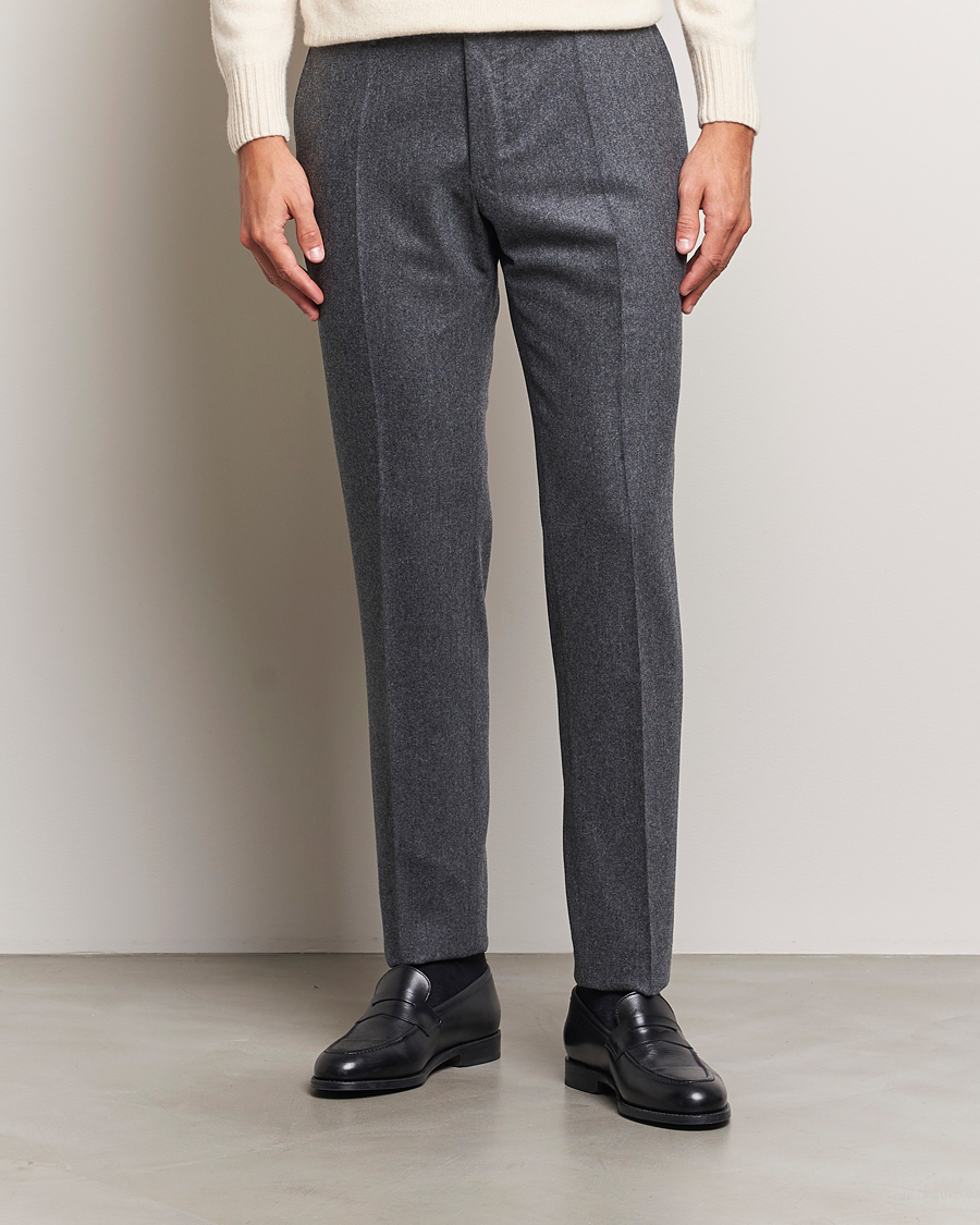 Herren |  | Incotex | Slim Fit Carded Flannel Trousers Dark Grey