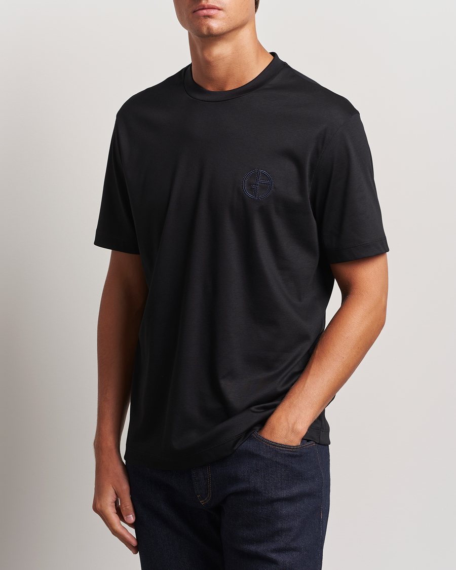 Herren | Giorgio Armani | Giorgio Armani | Embroidered Monogram T-Shirt Black