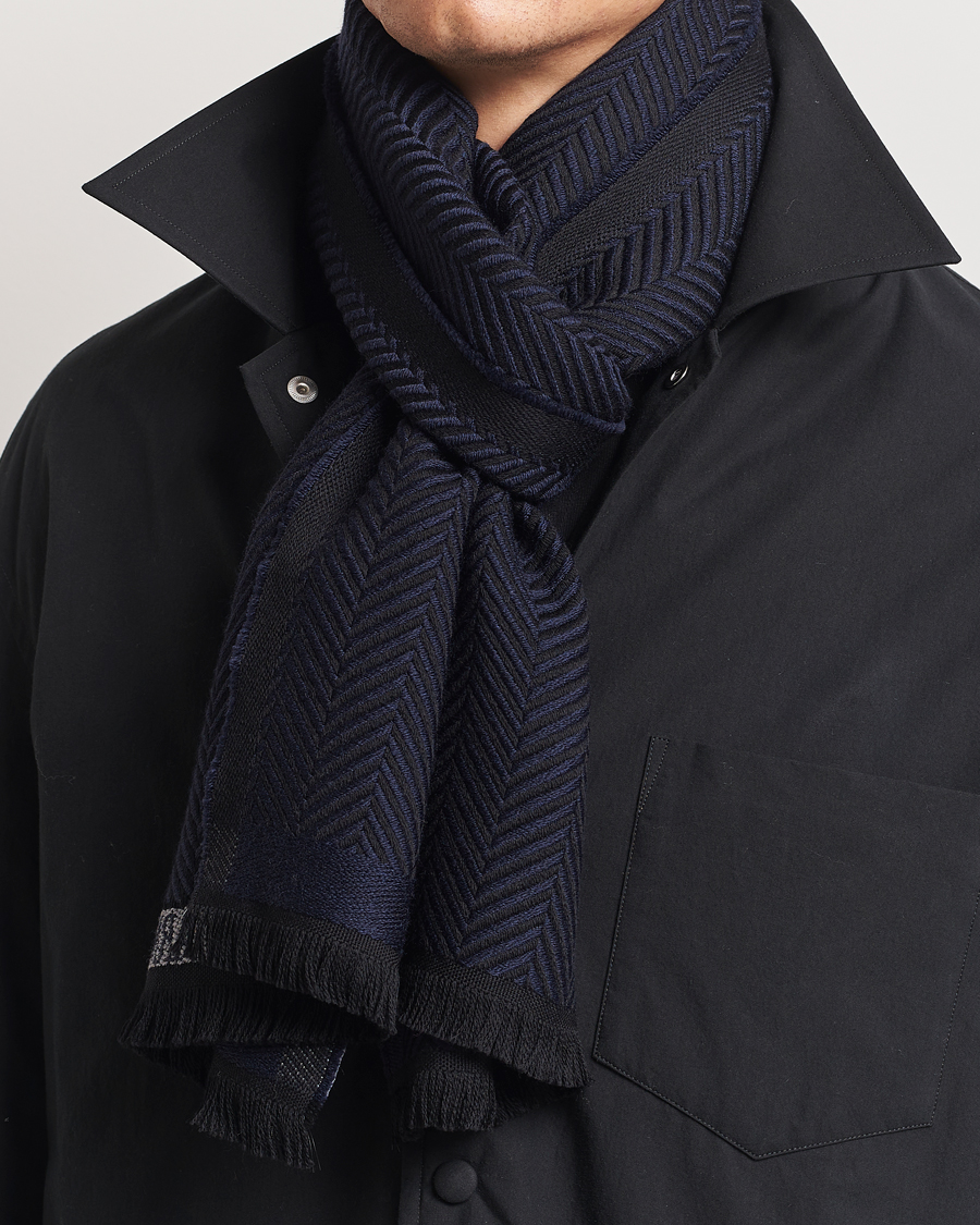 Herren |  | Giorgio Armani | Wool Chevron Scarf Navy