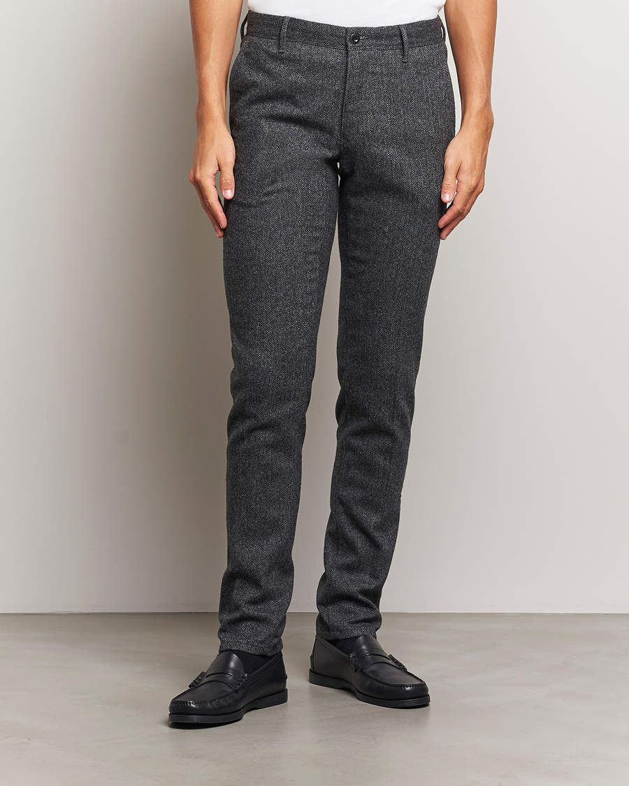 Herren |  | Incotex | Slim Fit Washed Wool Stretch Slacks Dark Grey