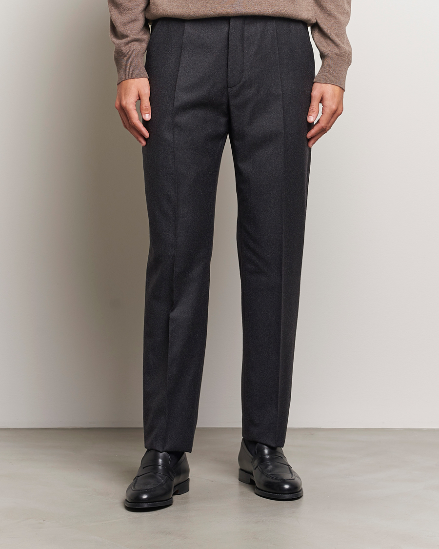 Herren |  | Incotex | Regular Fit Flannel Trousers Charcoal