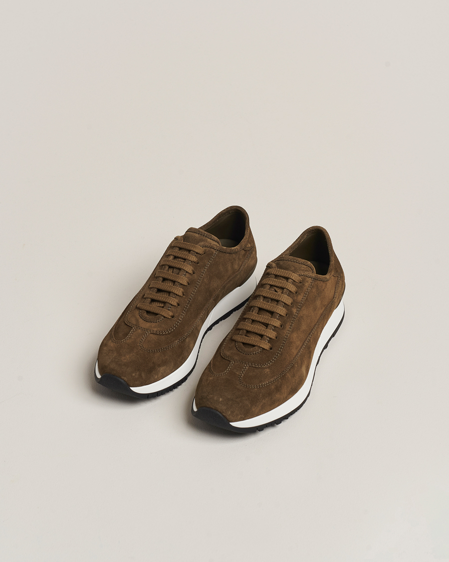 Herren | Wildlederschuhe | John Lobb | Foundry Running Sneakers Olive Suede