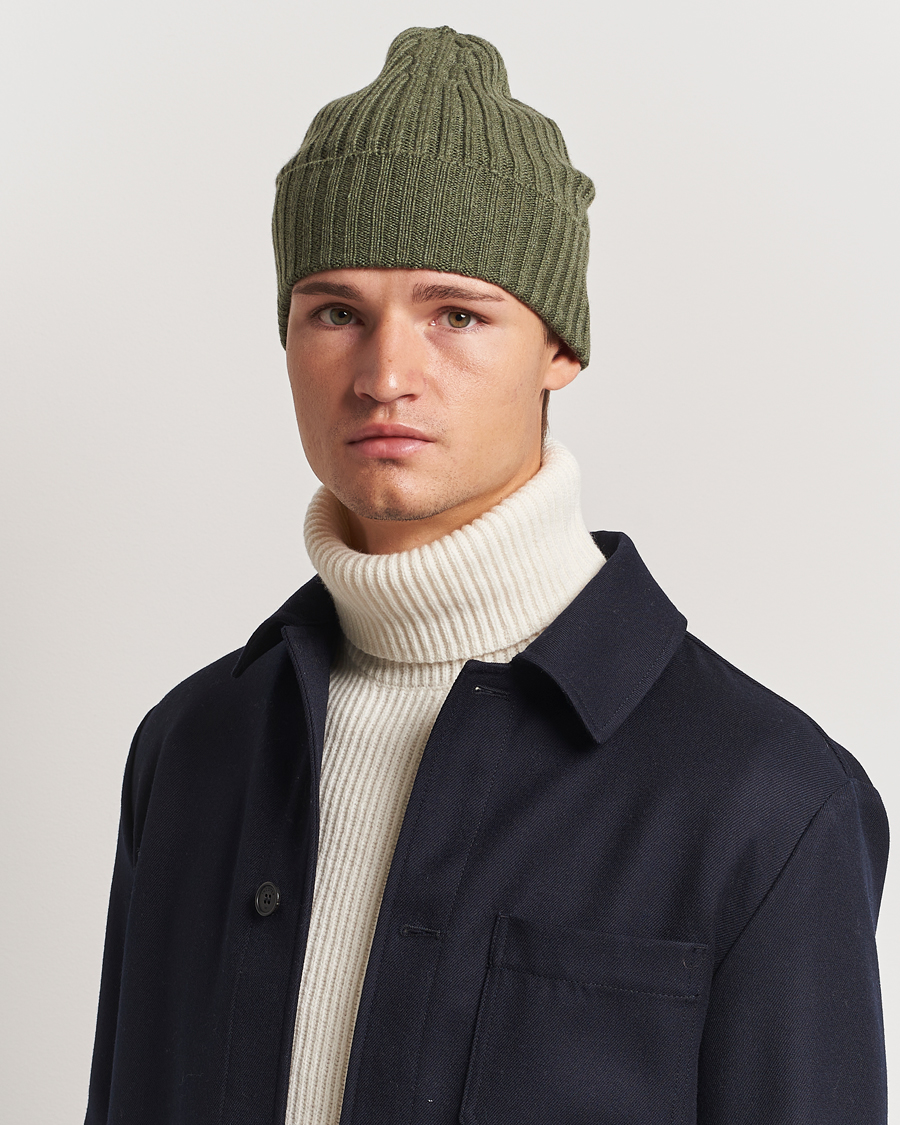 Herren |  | Piacenza Cashmere | Ribbed Cashmere Beanie Olive