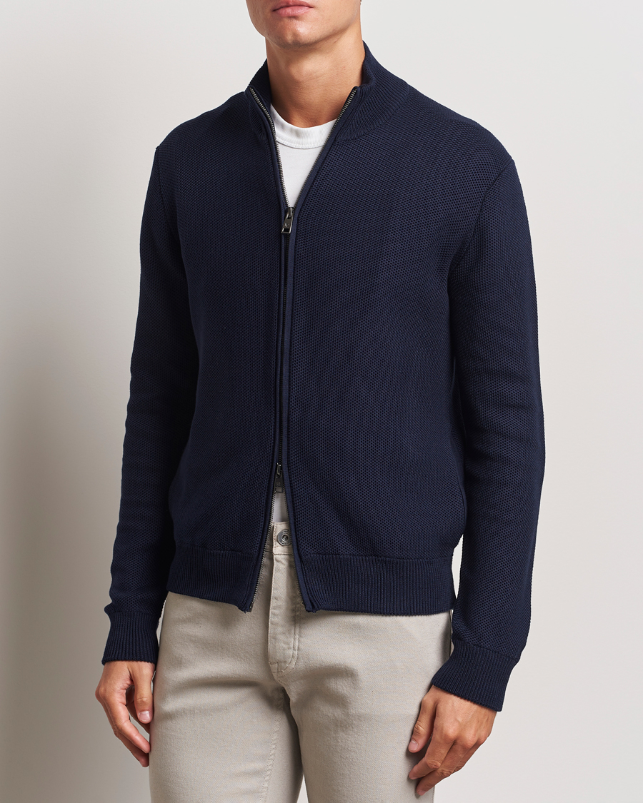 Herren | Kleidung | Ralph Lauren Purple Label | Cotton/Silk Full Zip Sweater Navy