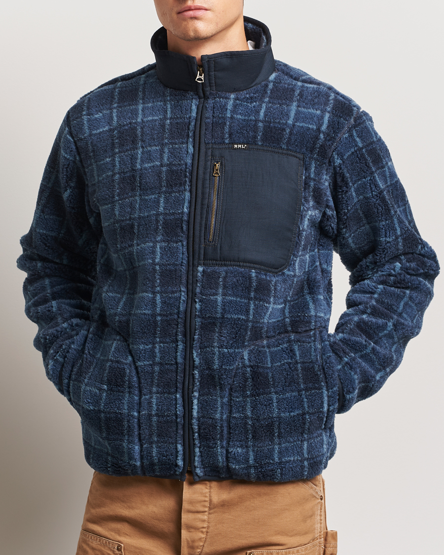 Herren |  | RRL | Gabe Fleece Full Zip Navy Plaid