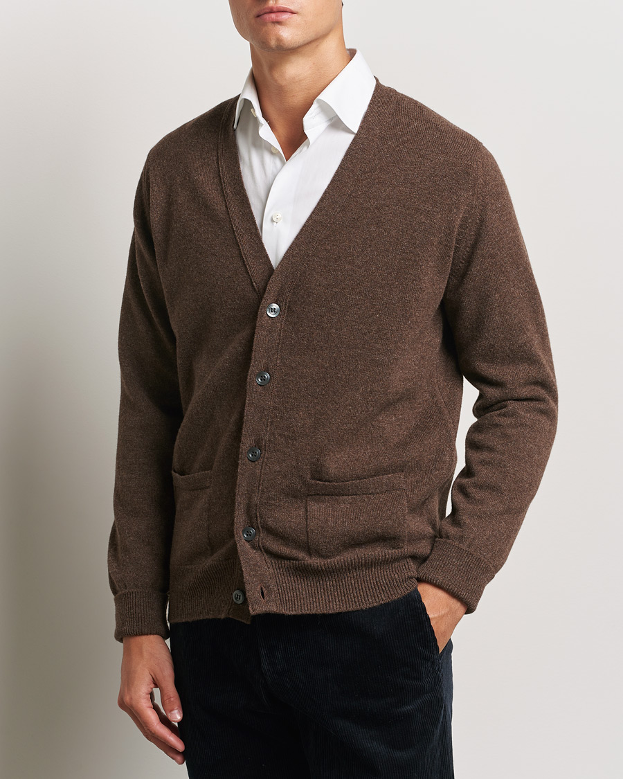 Herren | Strickjacke | William Lockie | Rob Lambswool Cardigan Mocha