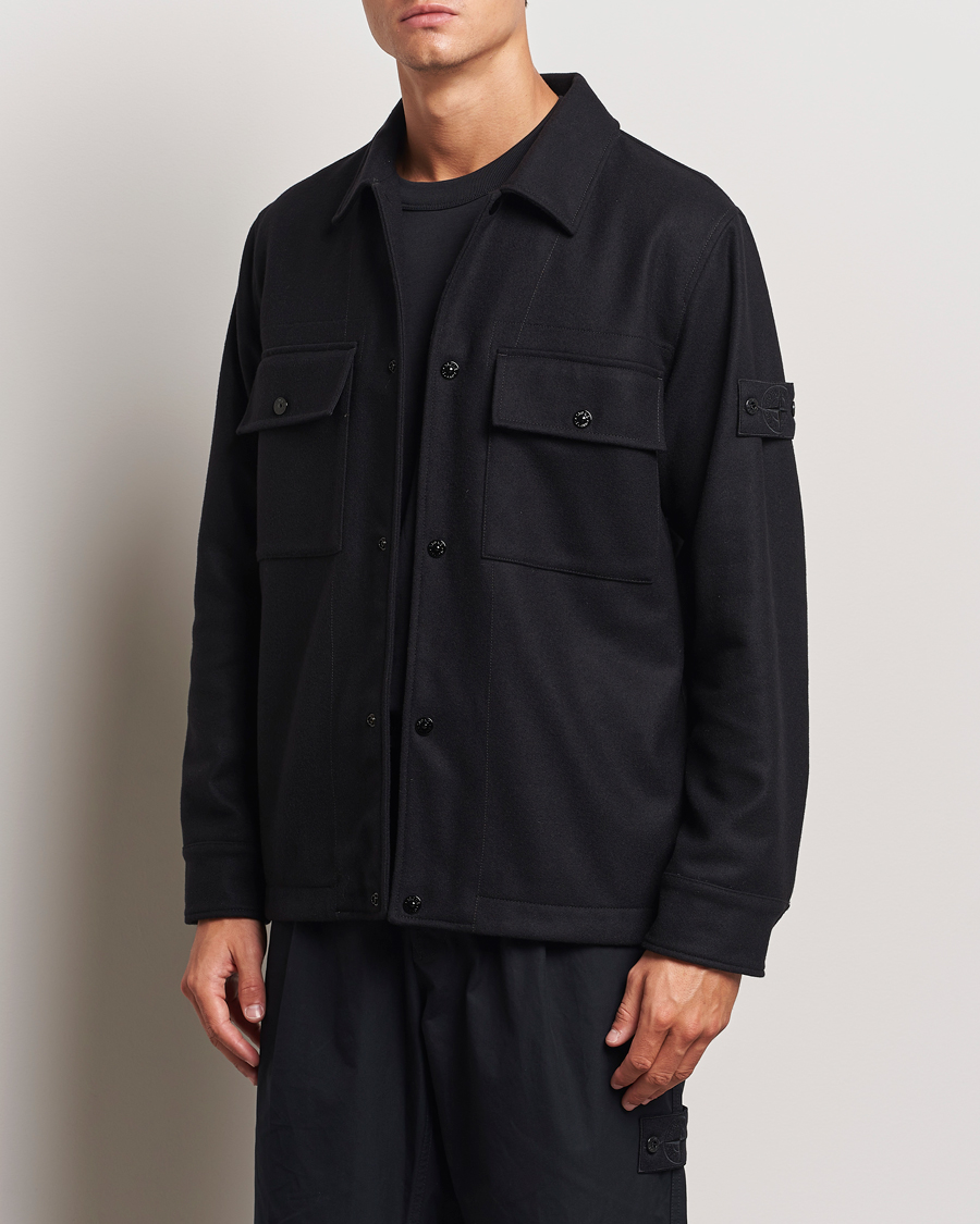 Herren |  | Stone Island | Ghost Wool/Nylon Flannel Overshirt Black