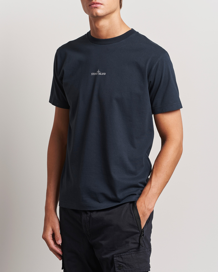 Herren |  | Stone Island | Garment Dyed Jersey Logo T-Shirt Navy Blue