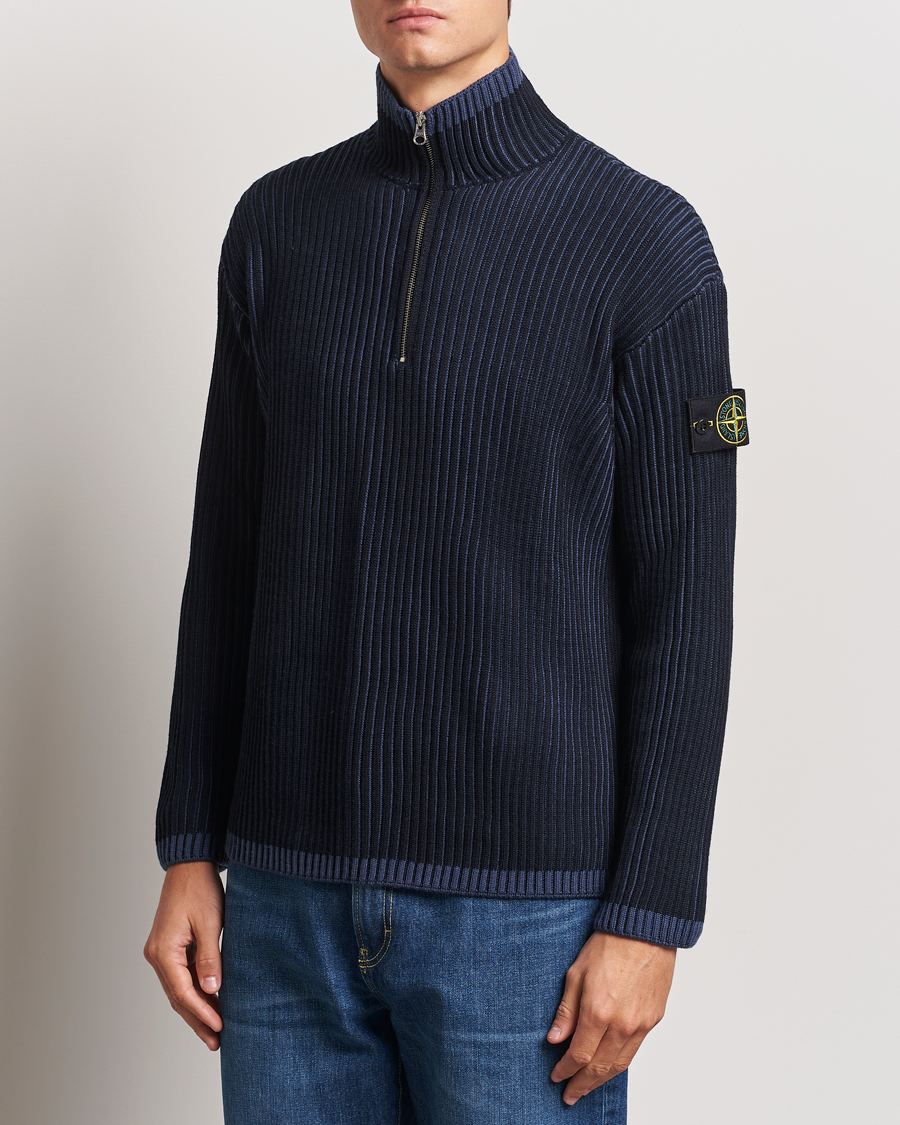 Herren |  | Stone Island | Full Rib Wool Half Zip Navy Blue