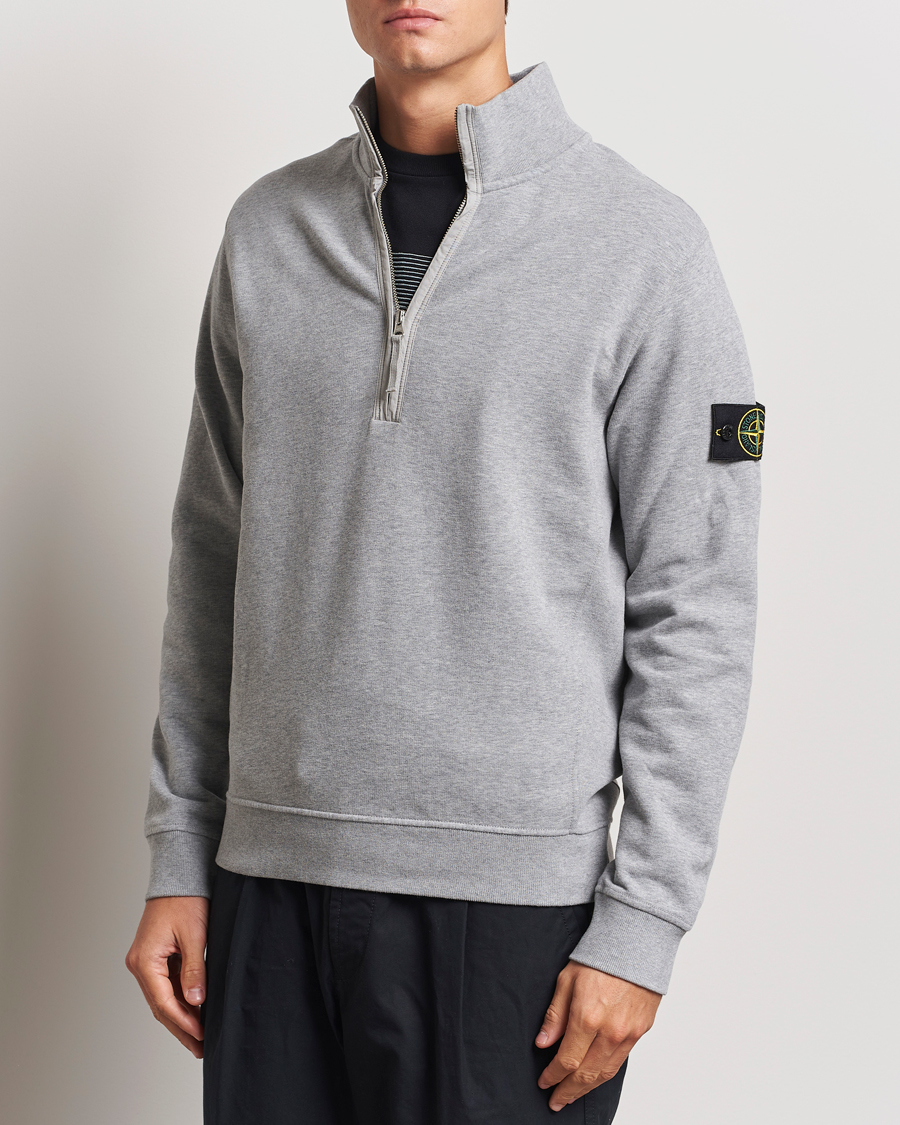 Herren |  | Stone Island | Garment Dyed Fleece Half Zip Melange Grey