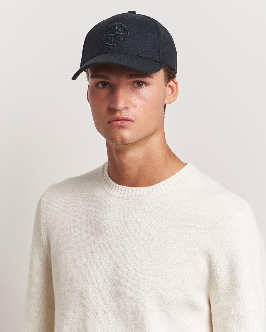 Herren |  | Stone Island | Wool Nylon Flannel Cap Navy Blue